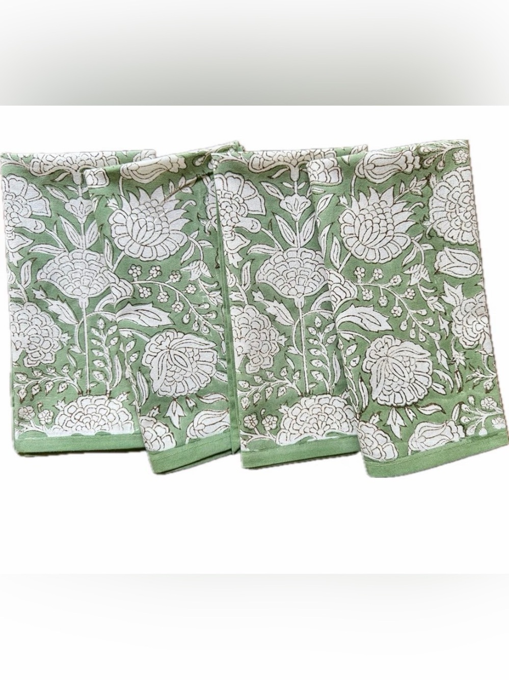 ATASSI NWT 4pc 100% cotton block print floral dinner napkins